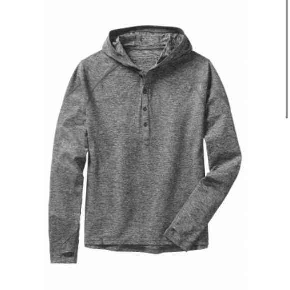 QOR QORtec Stretch Hoodie Henley Lightweight Pullover Heather Charcoal Large - Picture 1 of 8